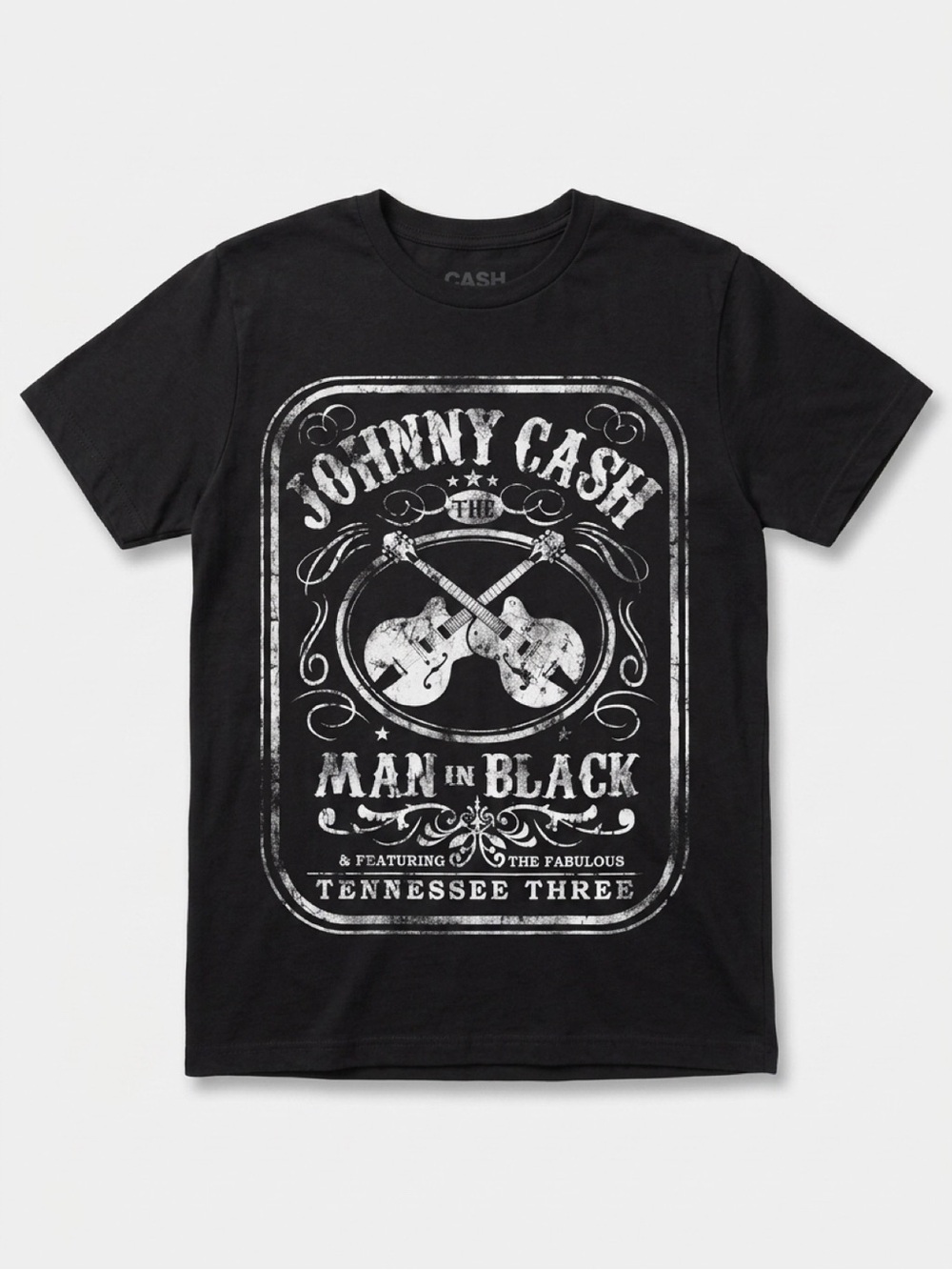Johnny Cash Black Graphic Tee - Man in Black Design L
